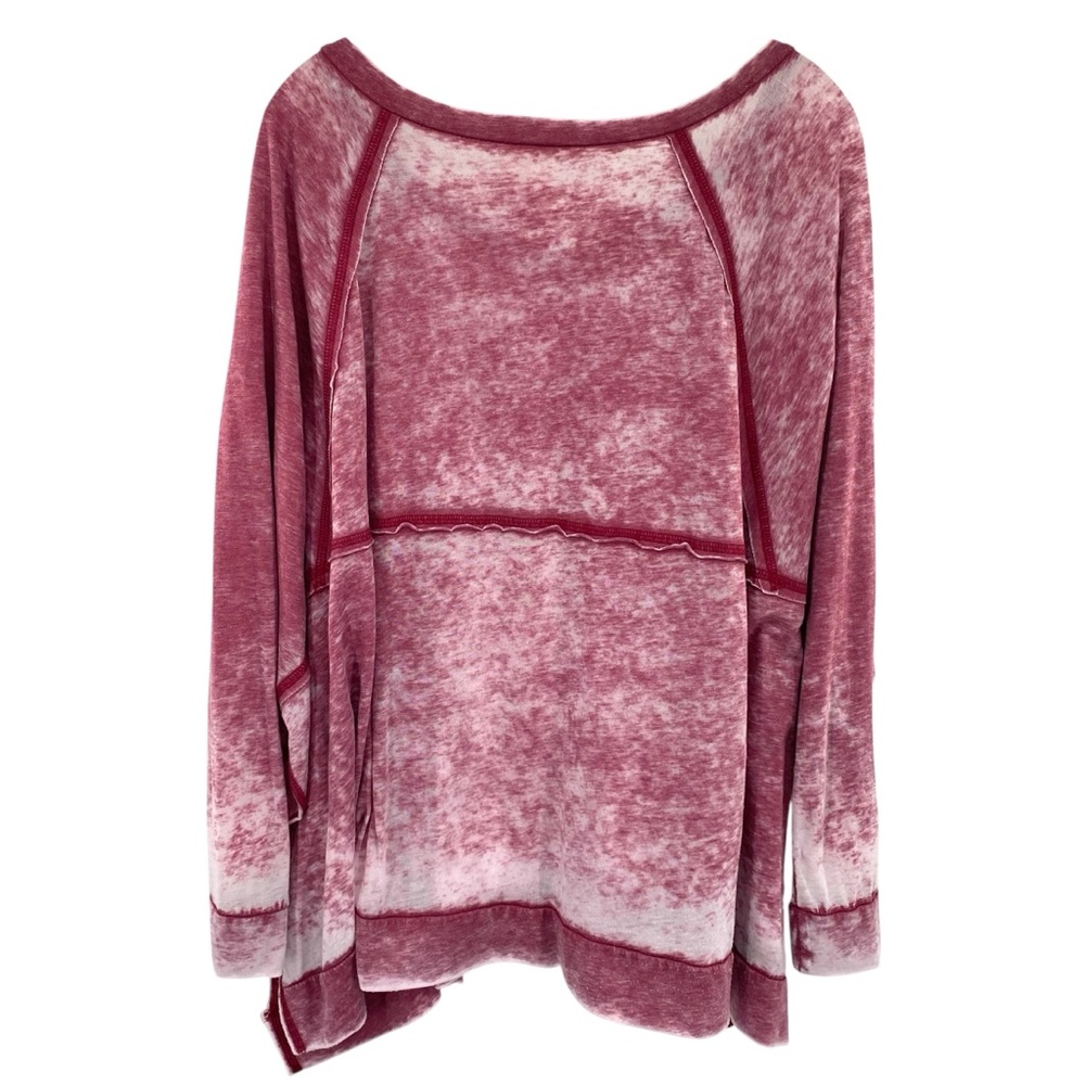 Freeloader Burgundy Burnout Oversized Long Sleeve Lightweight Top Medium - Picture 6 of 7